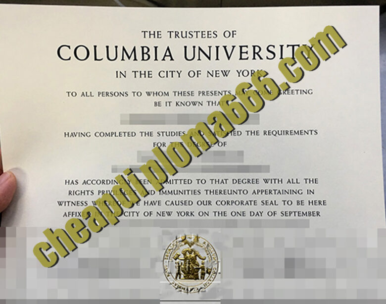 Columbia University degree certificate