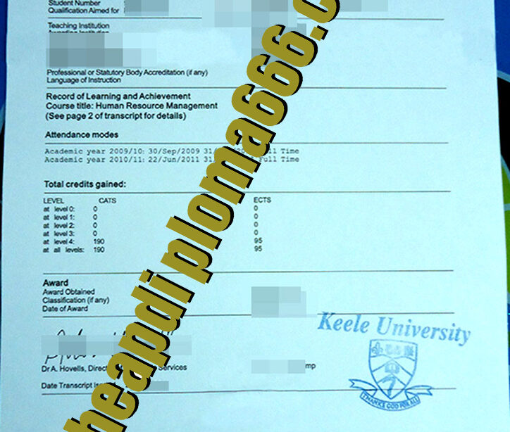 Keele University fake transcript
