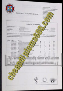 fake University of Edinburgh transcript