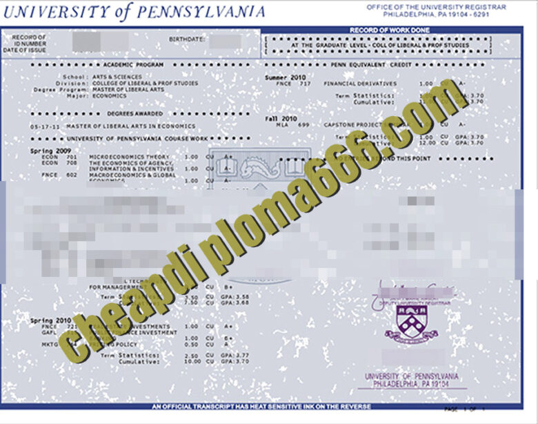 buy University of Pennsylvania transcript