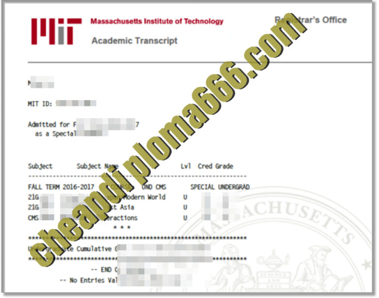 buy Massachusetts Institute of Technology transcript