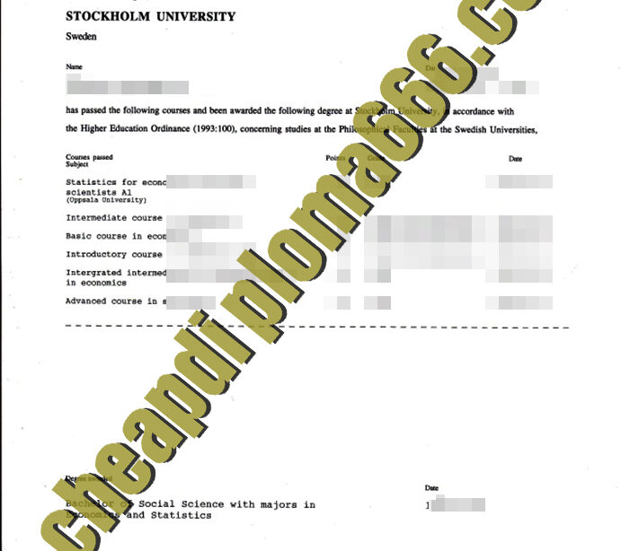 buy Stockholm University transcript