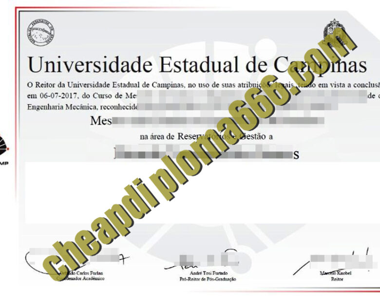Universidade Estadual de Campinas degree certificate