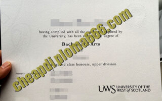 University of the West of Scotland degree certificate