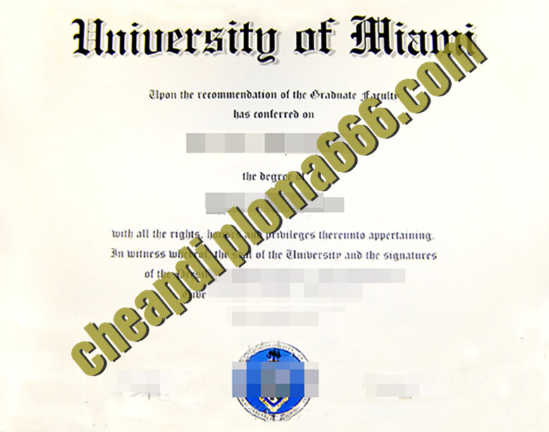 fake University of Miami degree certificate