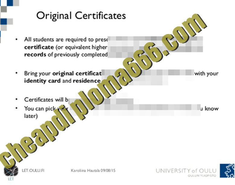 fake University of Oulu degree certificate