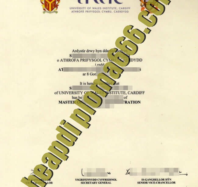 fake University of Wales Institute, Cardiff degree certificate