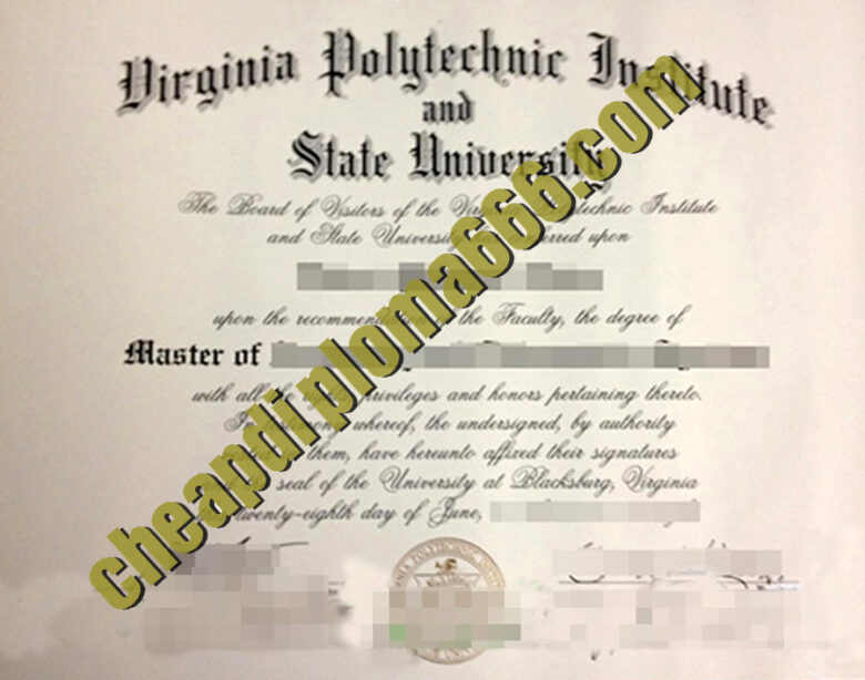 Virginia Polytechnic Institute and State University degree certificate