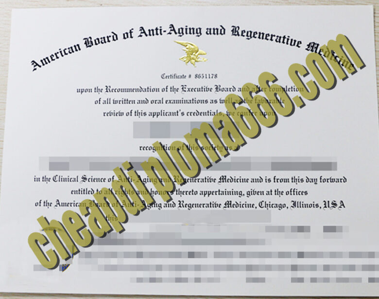 American Board of Anti-aging and Regeneratiue Medicine certificate