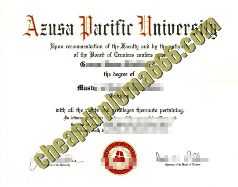 Azusa Pacific University degree certificate