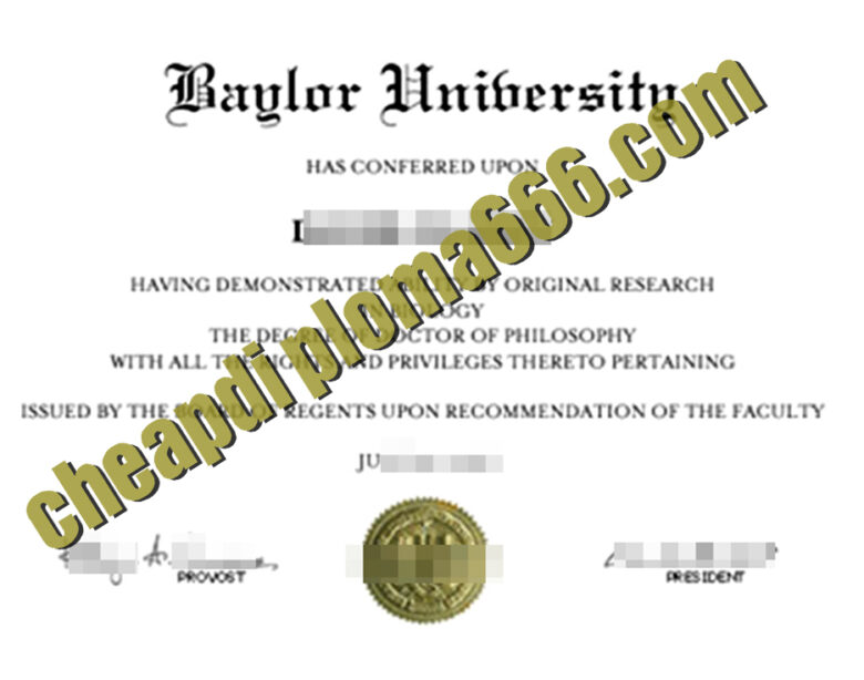 Baylor University degree certificate