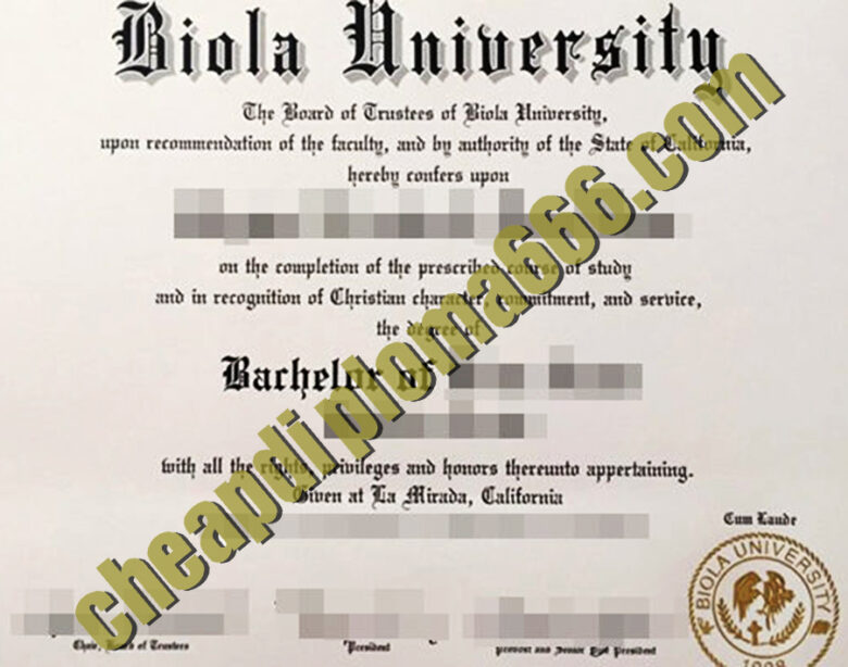 Biola University fake degree certificate