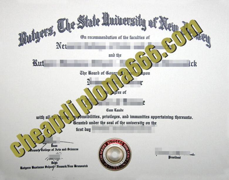 fake Rutgers University – New Brunswick degree certificate