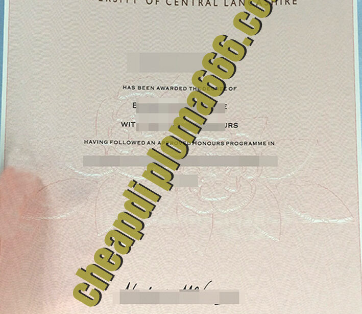 University of Central Lancashire degree certificate