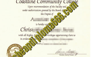 fake Coastline Community College degree certificate