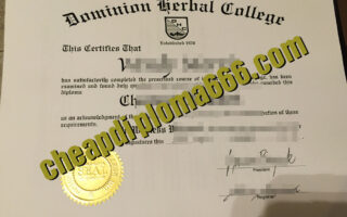 Dominion Herbal College certificate
