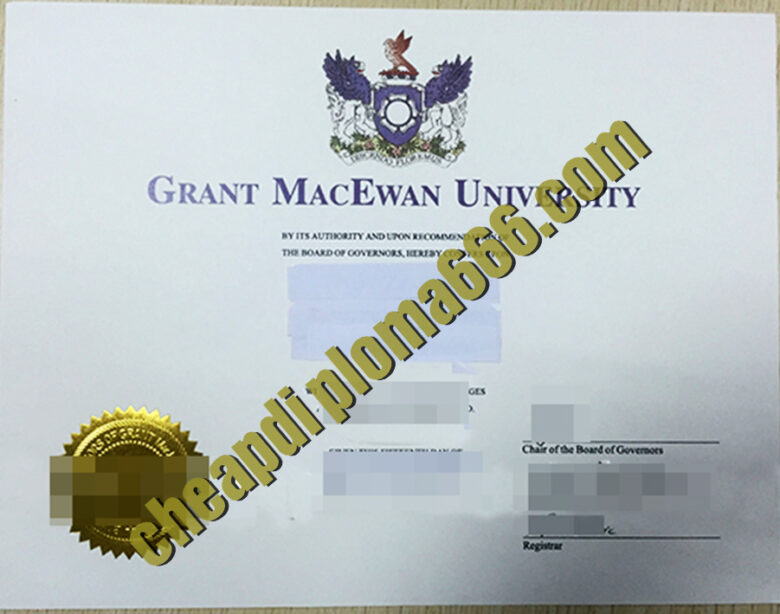 fake Grant MacEwan University degree certificate